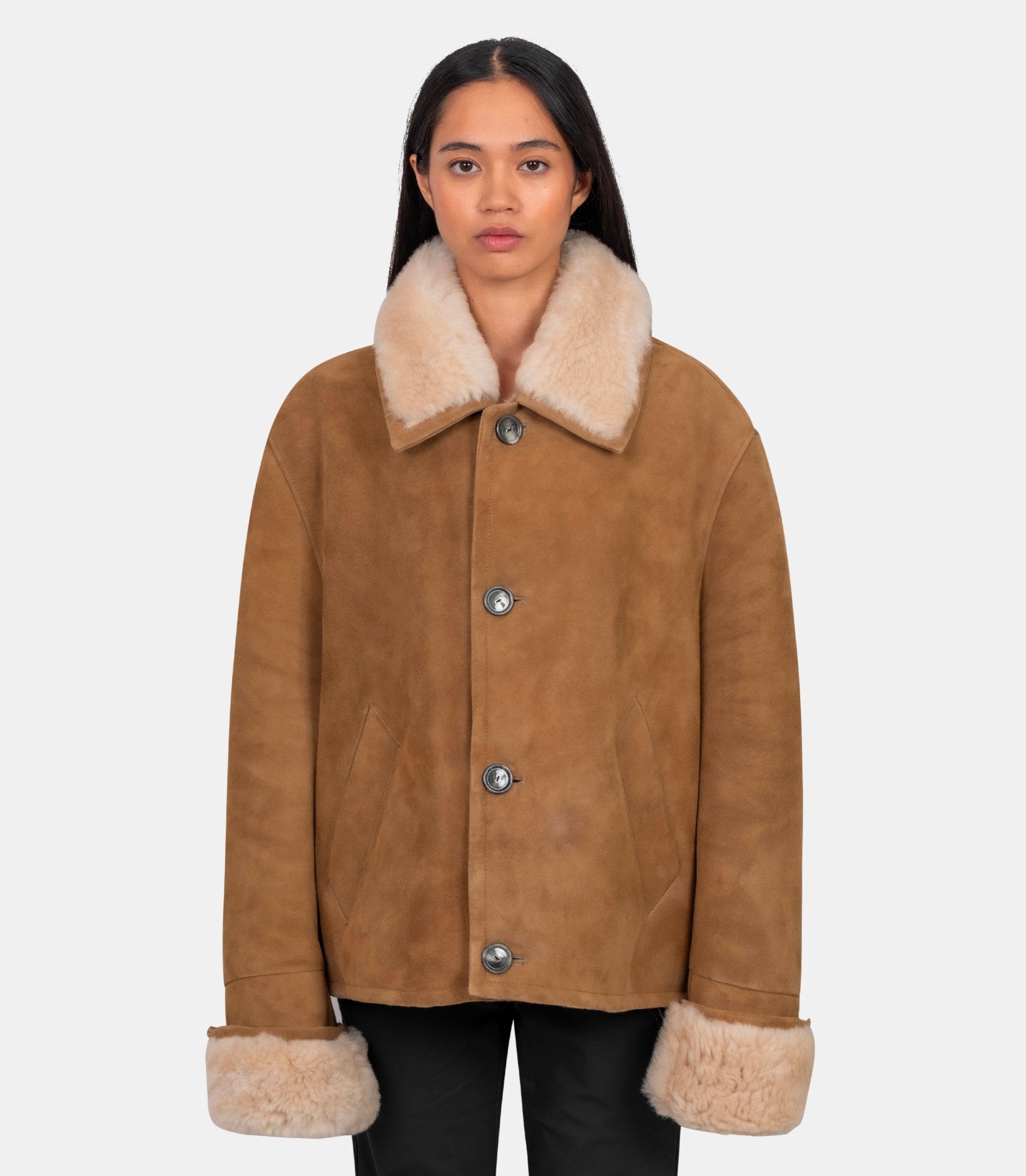 Veste boutonnée en shearling - UJK837.LH0057.280-XS - Ami paris