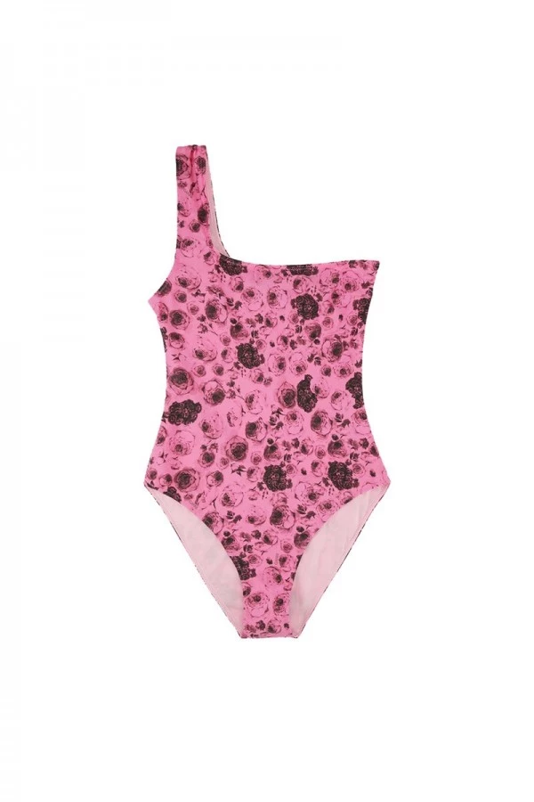One shoulder swimsuit pink
