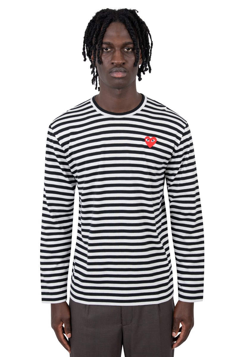 Comme Des Garçons Play Striped long sleeved play t-shirt