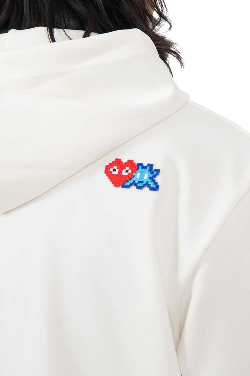 Comme Des Garçons Play Hoodie with zip and double pixel logo