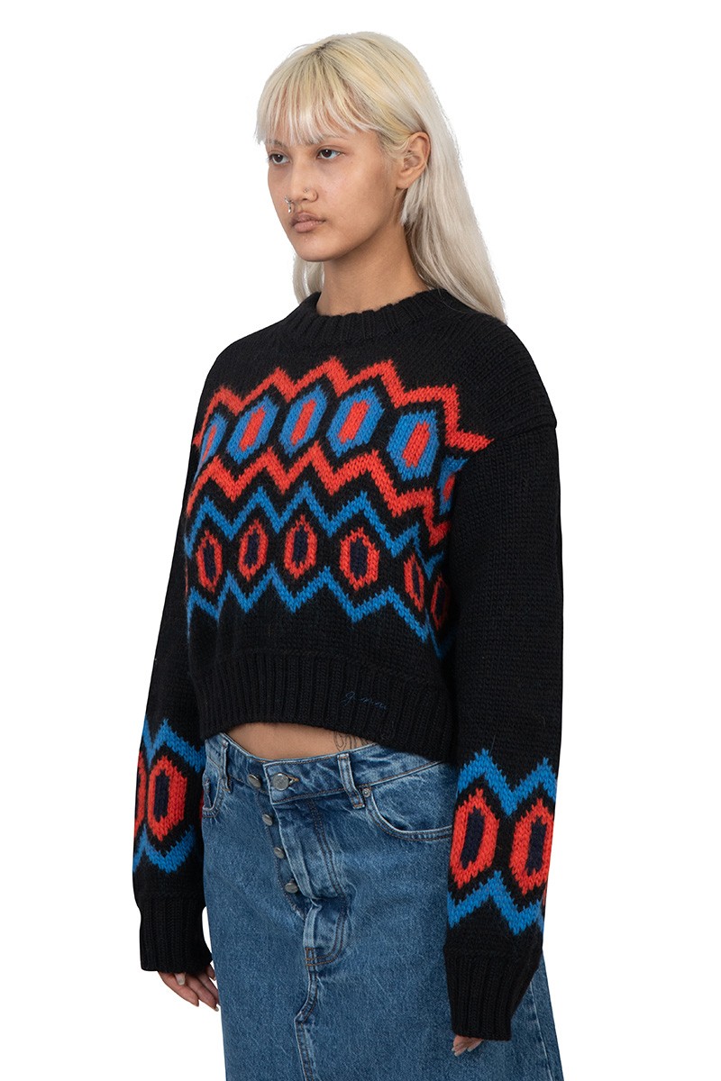 GANNI Short round-neck sweater