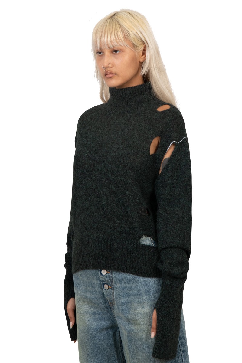 MM6 Maison Margiela Vintage-effect stand-up collar sweater