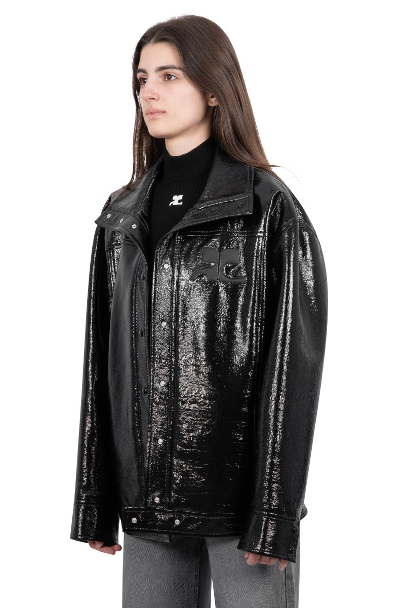 Courrèges Black oversized vinyl jacket