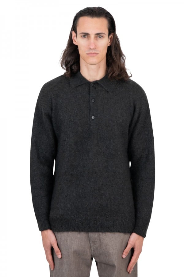 Brushed mohair knit polo