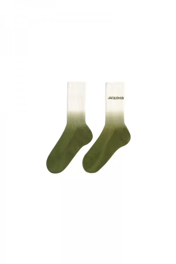 Green and white logo socks