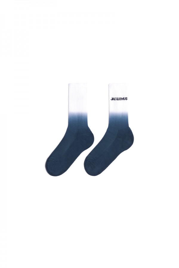 Blue and white logo socks