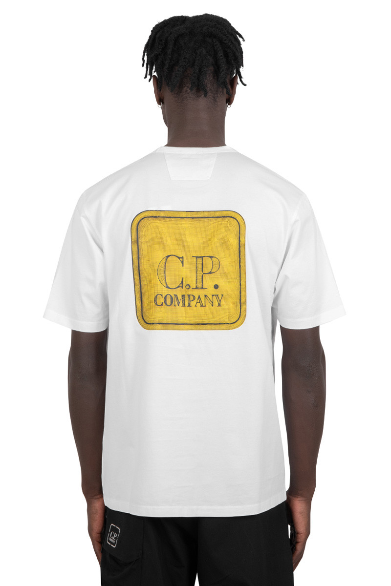 C.P. Company Metropolis Series White mercerized jersey graphic badge t-shirt