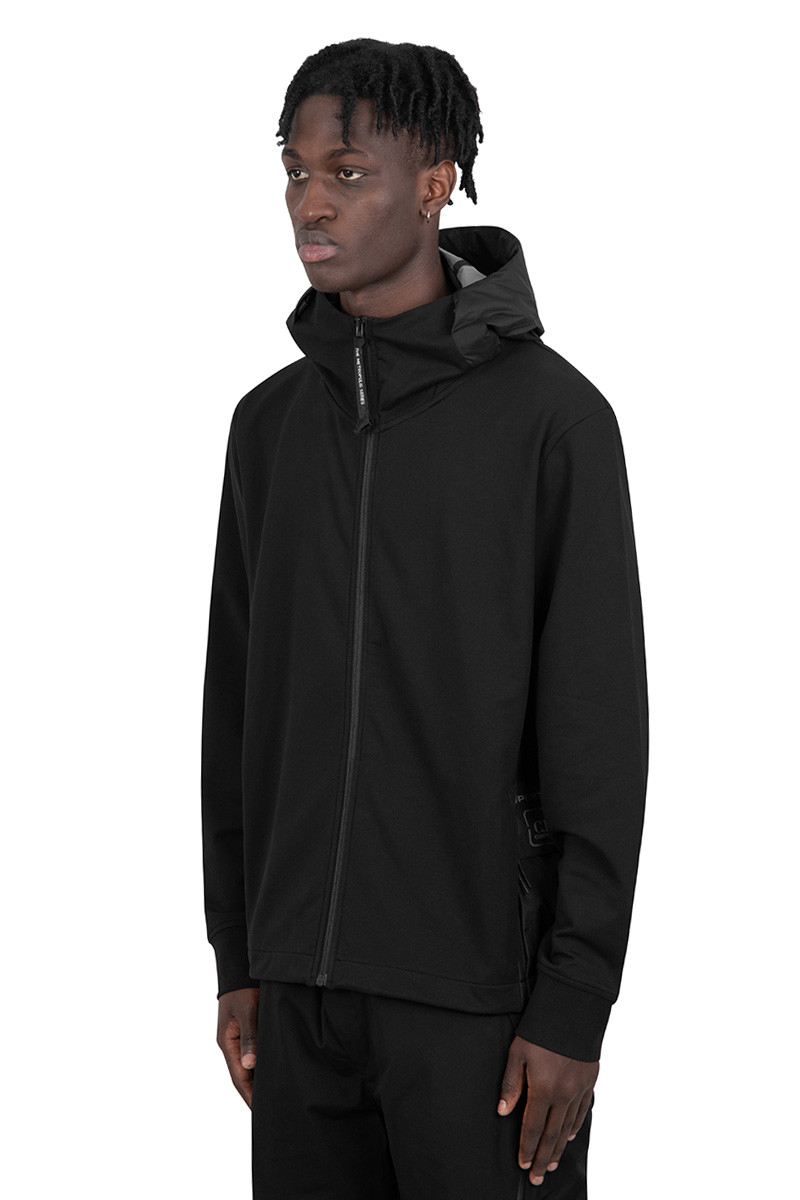 C.P. Company Metropolis Series Black stretch fleece zipped hoodie