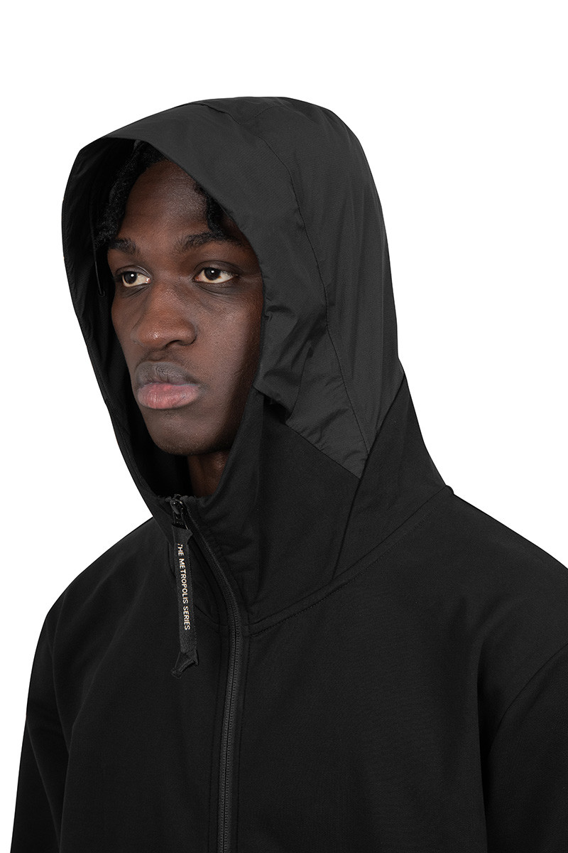 C.P. Company Metropolis Series Black stretch fleece zipped hoodie