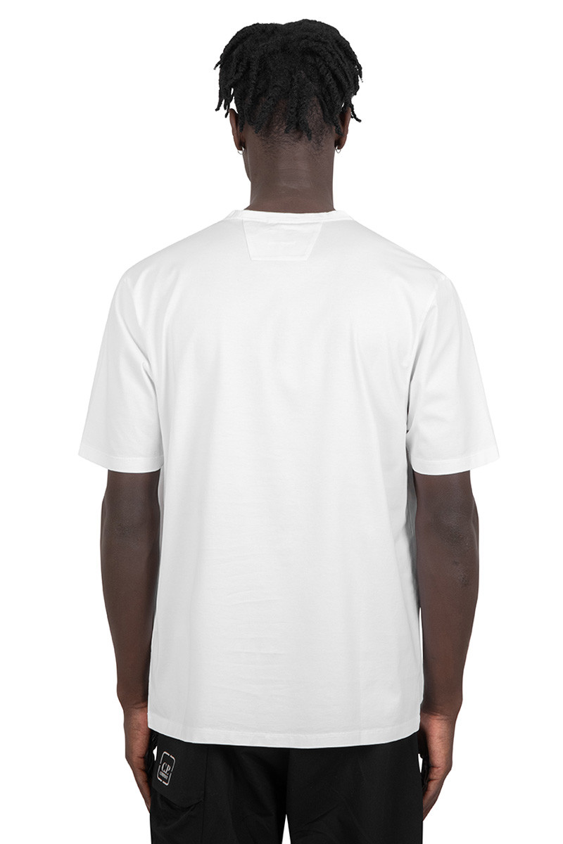 C.P. Company Metropolis Series White mercerized jersey logo square t-shirt
