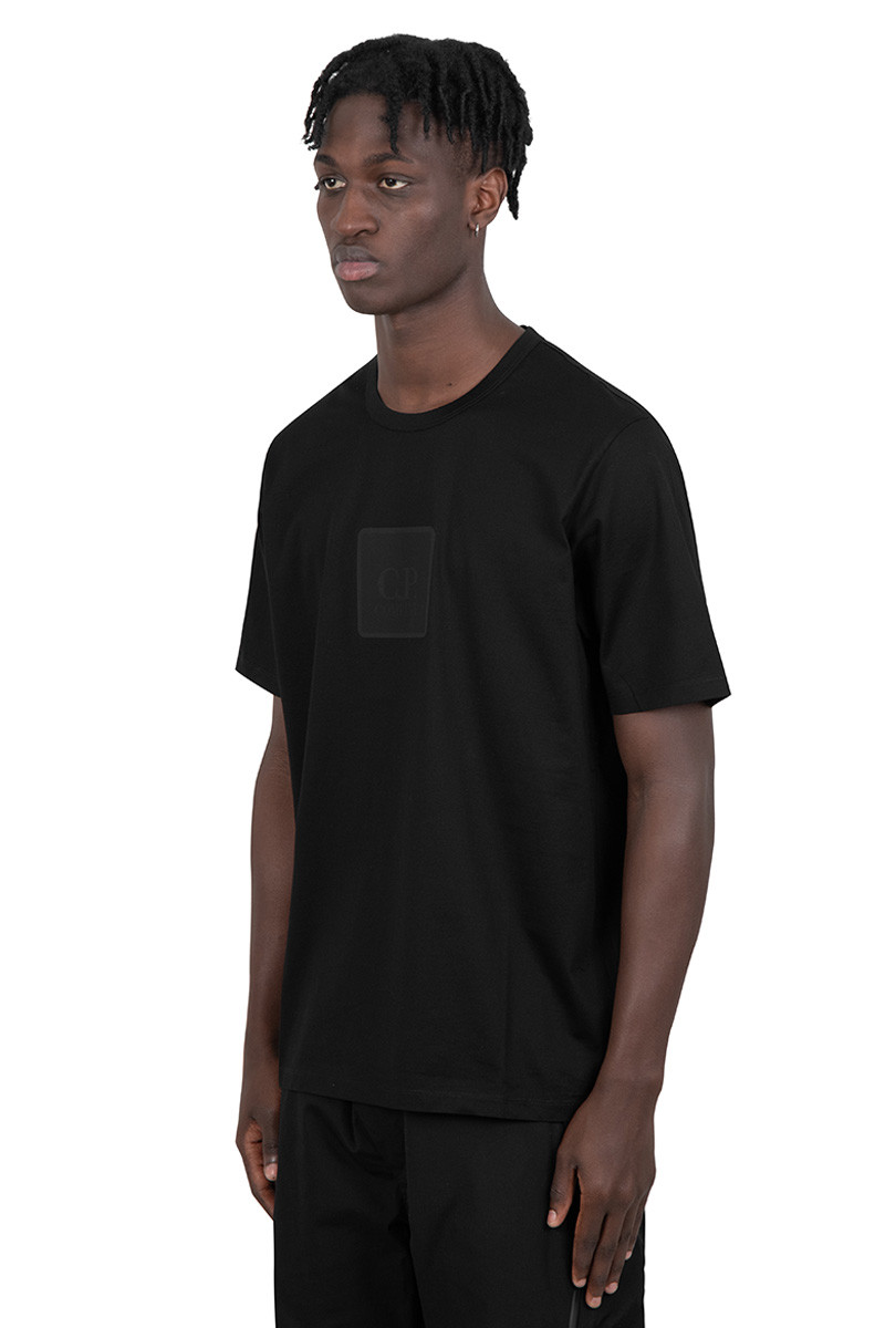 C.P. Company Metropolis Series Black mercerized jersey logo square t-shirt