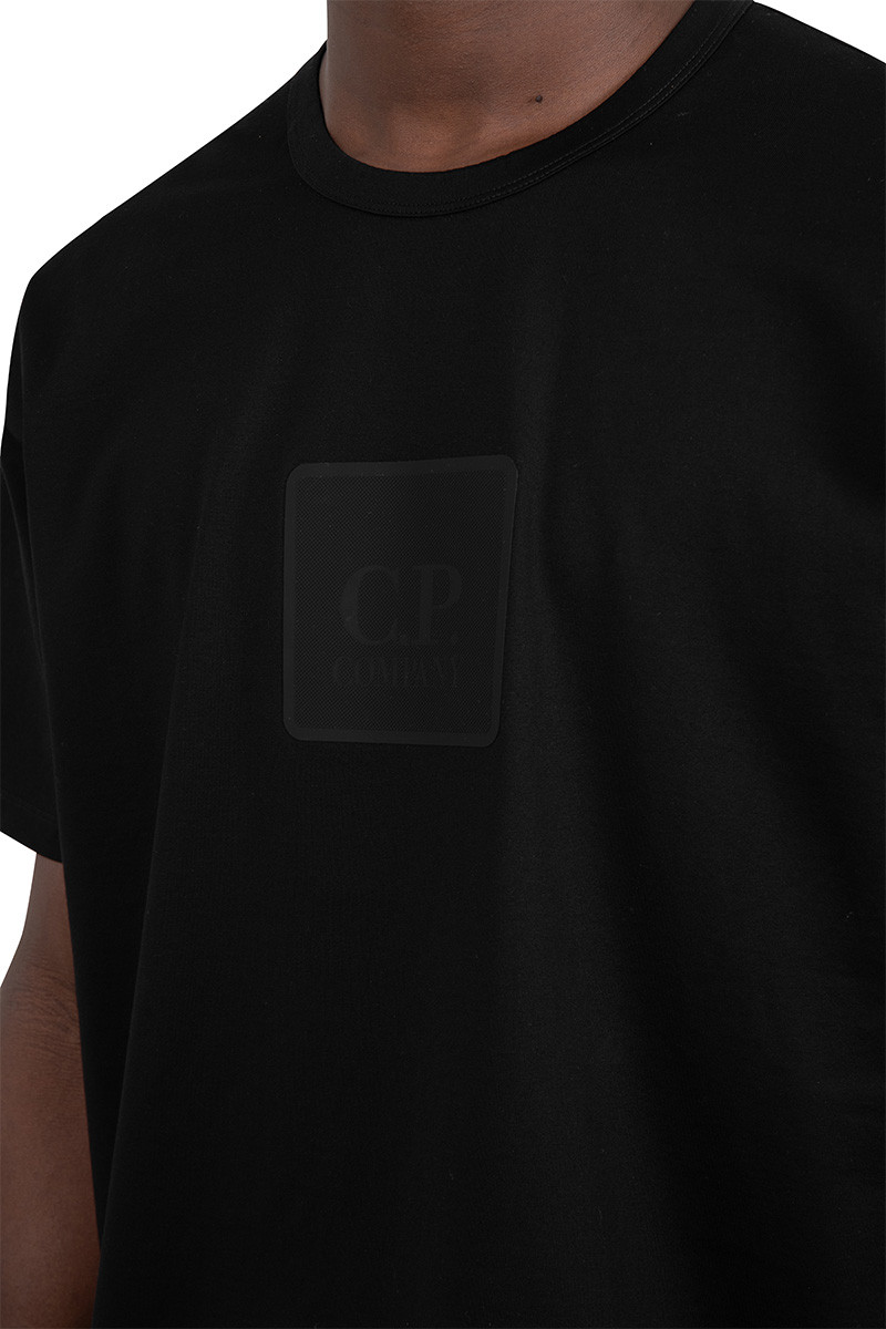 C.P. Company Metropolis Series Black mercerized jersey logo square t-shirt