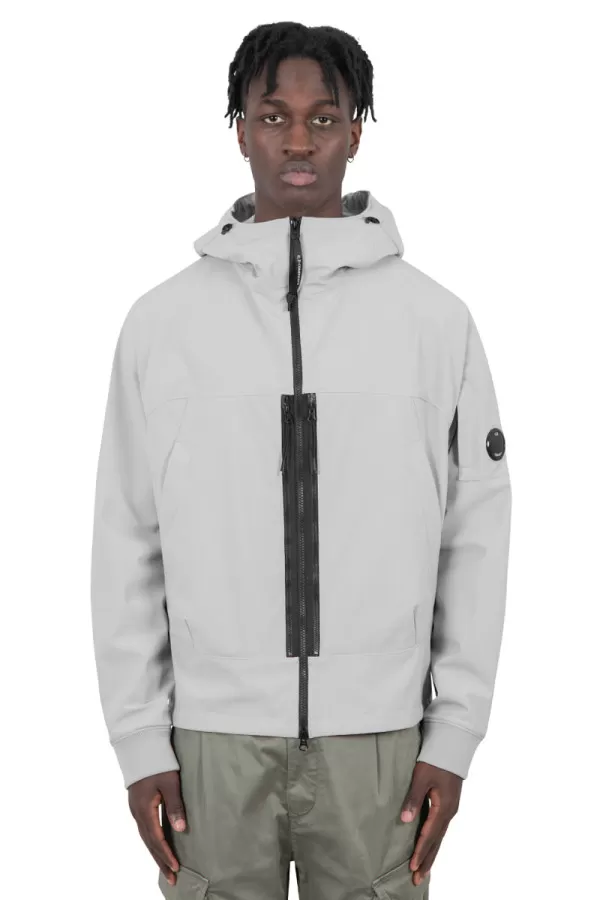 Grey shell-r hooded jacket