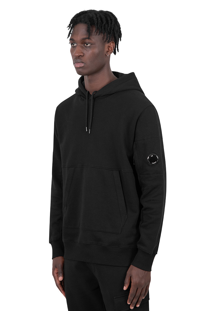 C.P. Company Black diagonal raised fleece hoodie