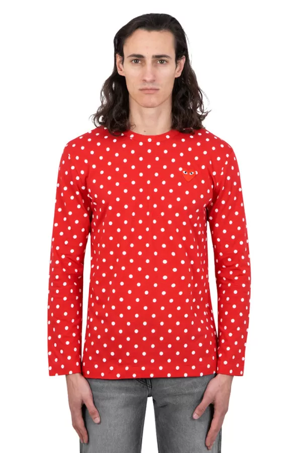 Red long sleeve dot t-shirt