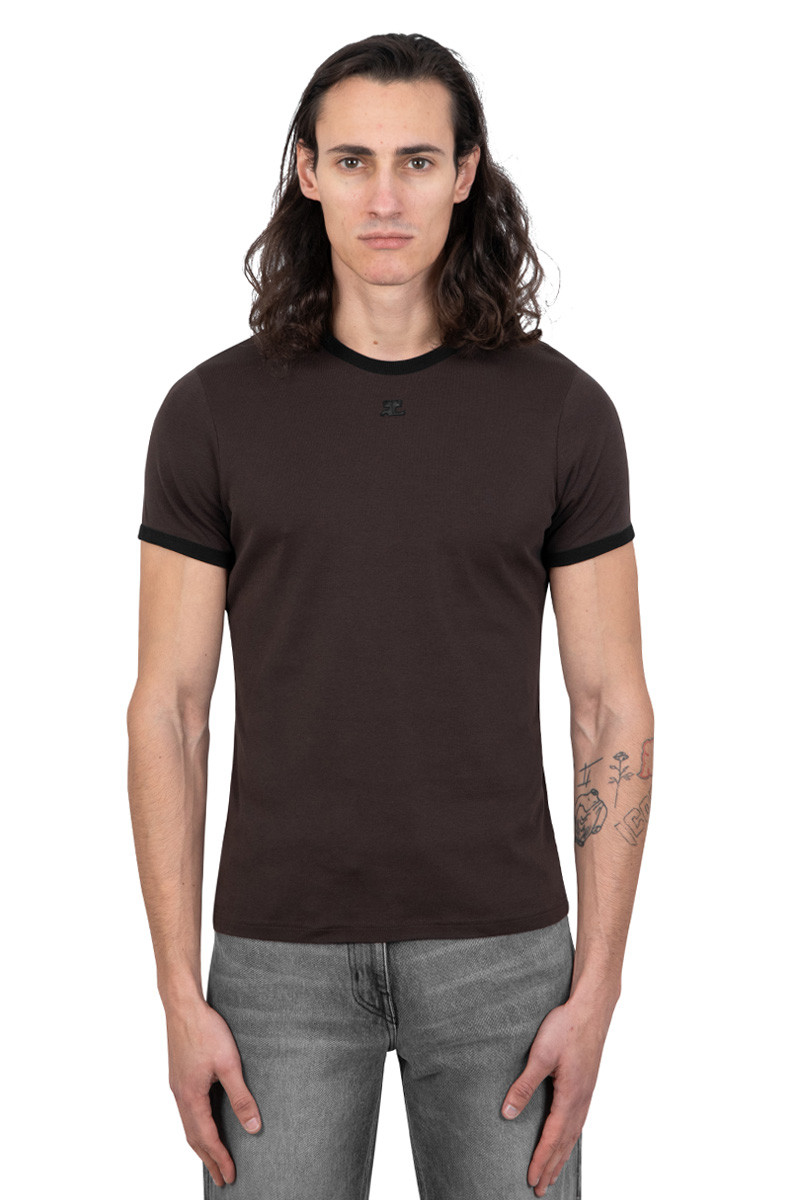 Courrèges T-shirt contraste réédition marron