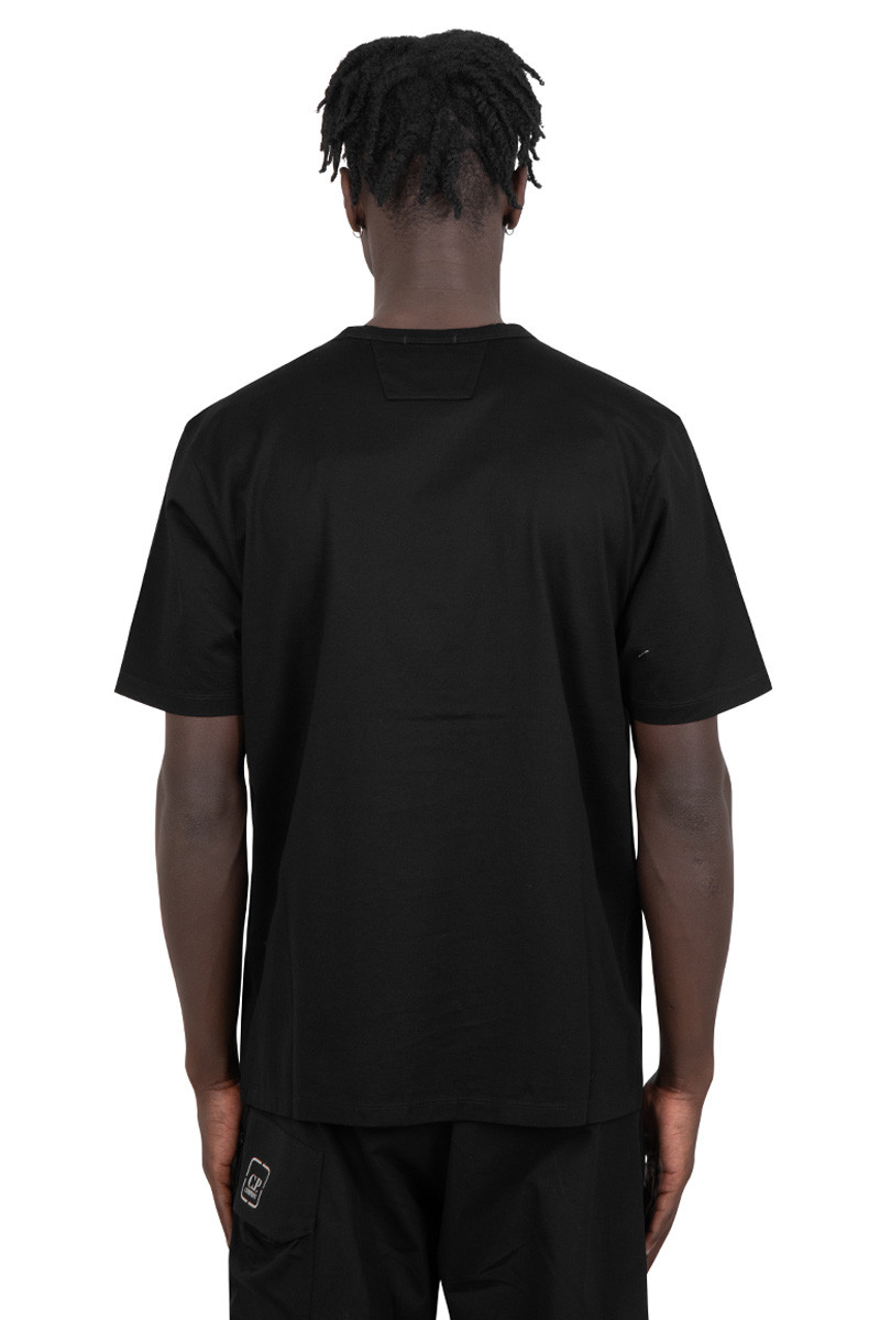 C.P. Company Metropolis Series Black mercerized jersey logo print t-shirt