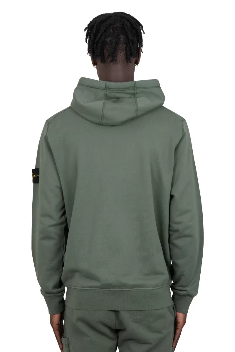 Stone Island Khaki zip-up hoodie with patch