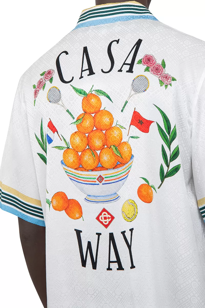 Casablanca Cuban collar short sleeve white shirt