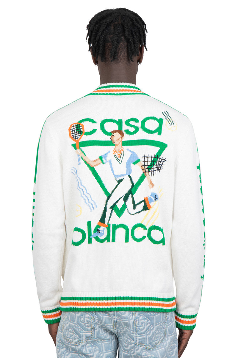 Casablanca White Le jeu intarsia knitted jacket