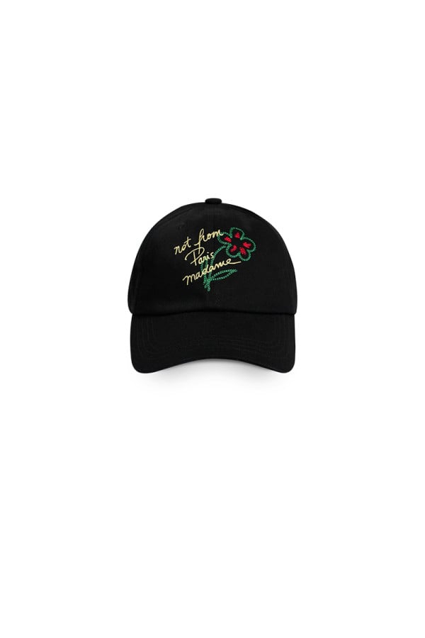 Black slogan cap