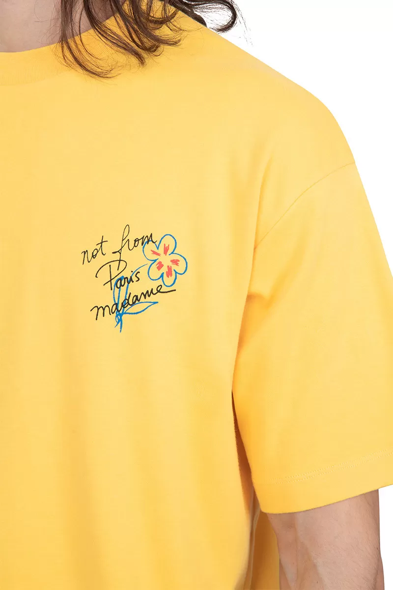 Drôle De Monsieur T-shirt slogan jaune