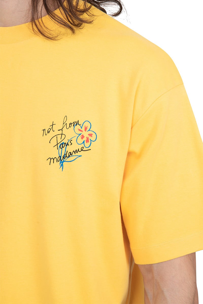 Drôle De Monsieur Yellow slogan t-shirt