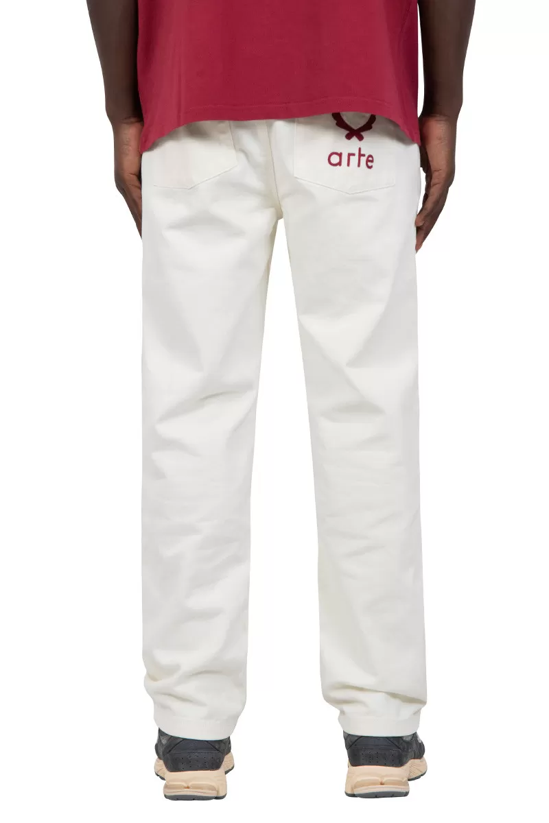 Arte Pantalon à poche arrière brodée blanc
