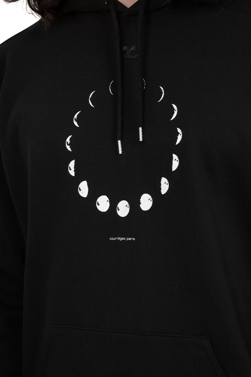 Courrèges Black hoodie moon fleece