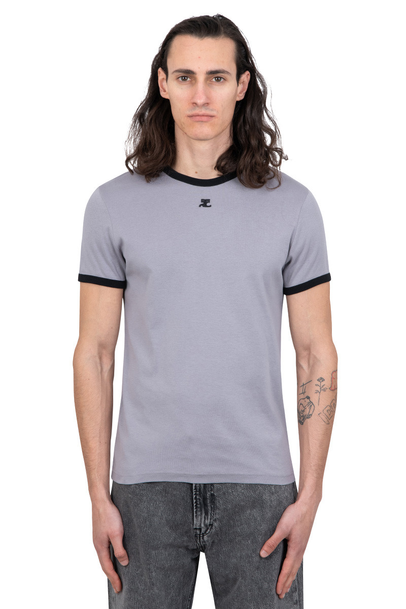 Courrèges T-shirt contraste réedition gris bleu