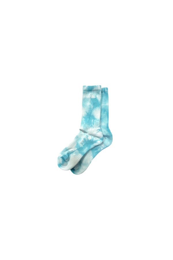 Blue tie dye socks with logo