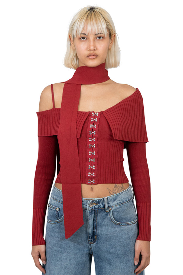 One love shoulder rib red
