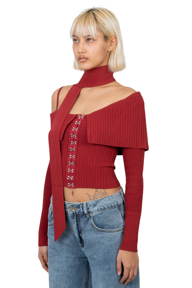 House of Sunny One love shoulder rib red