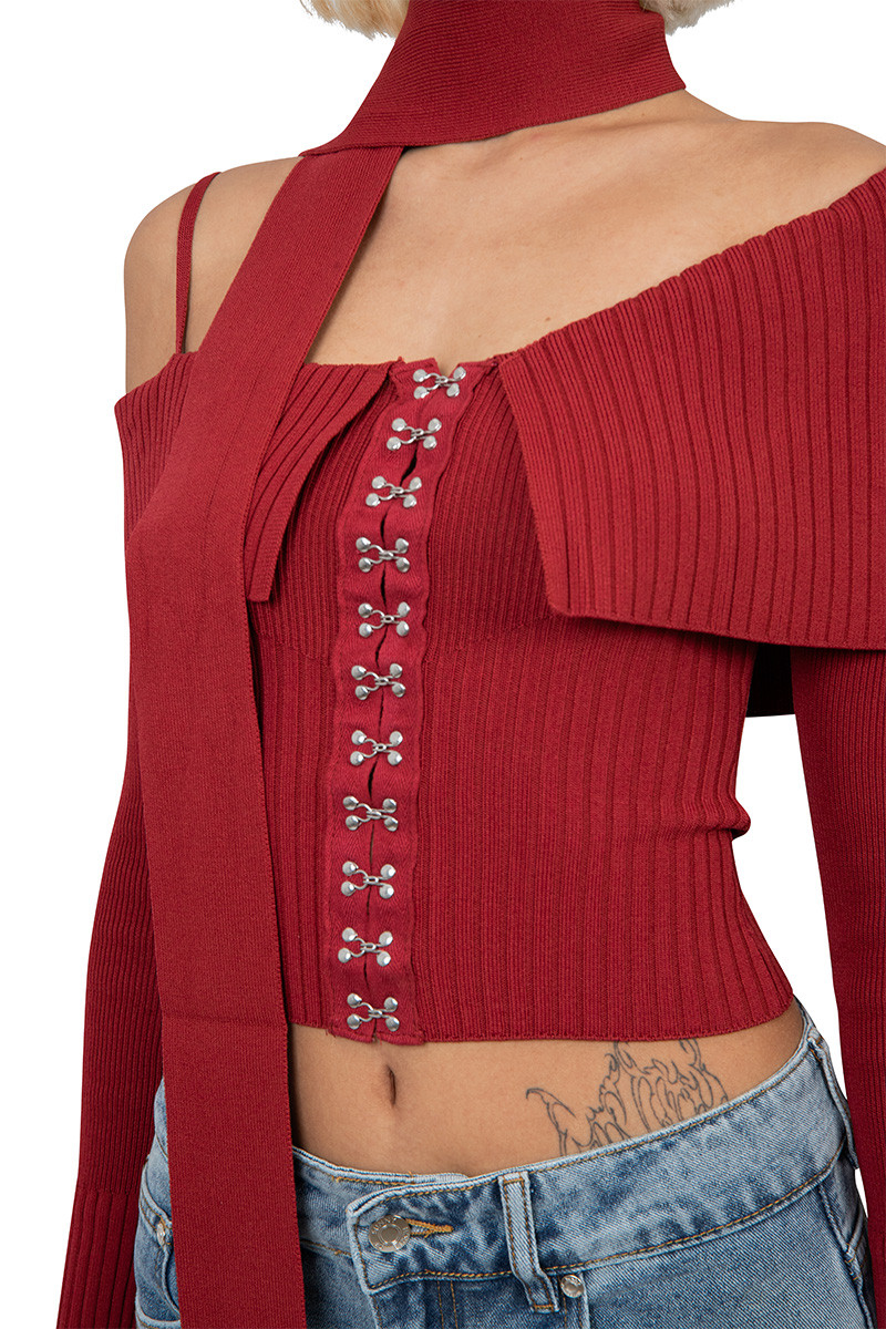 House of Sunny One love shoulder rib red