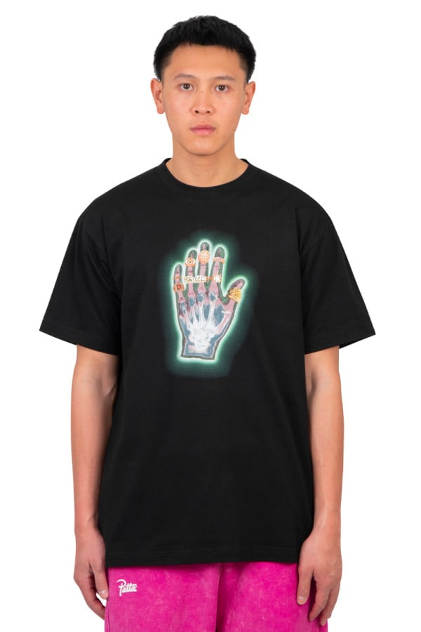 Black jealing hands t-shirt
