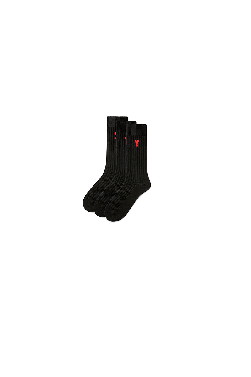 Ami X3 pack of Ami de Coeur black socks