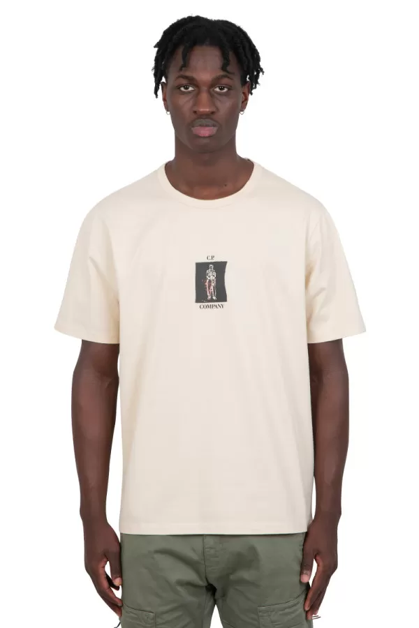 T-shirt twisted graphic beige