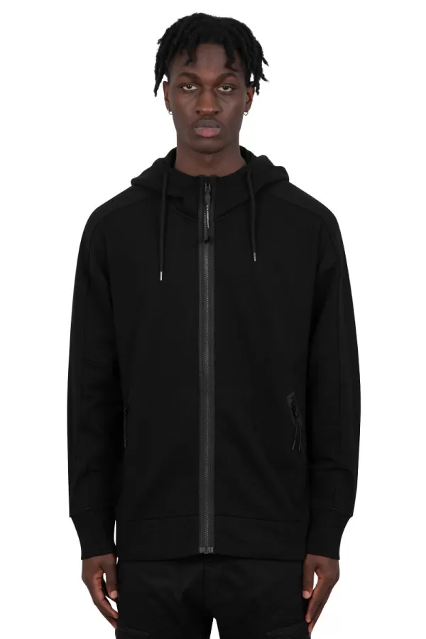 Zip-up hoodie goggle black