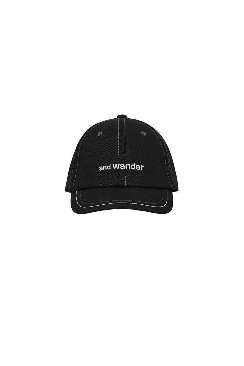 And Wander Black cotton twill cap