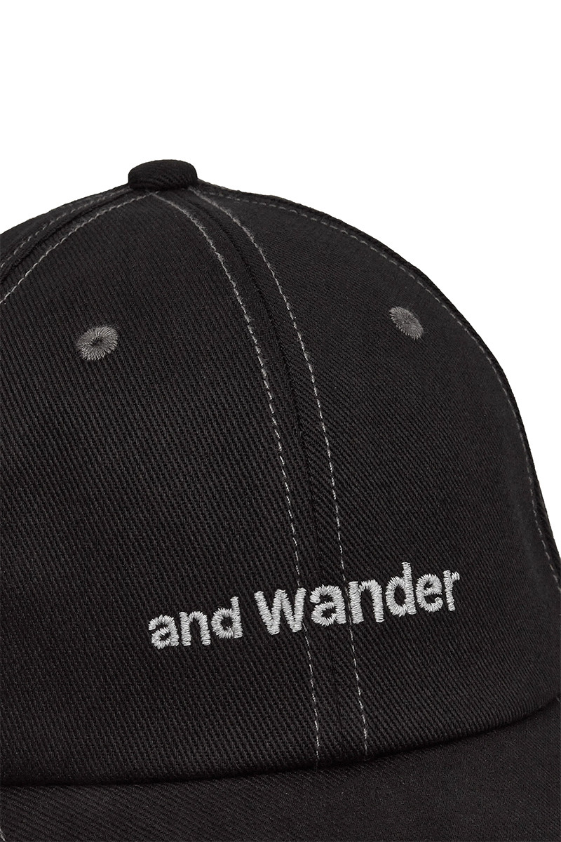 And Wander Black cotton twill cap