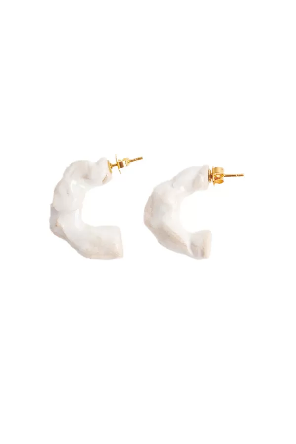 White earrings stone hoops