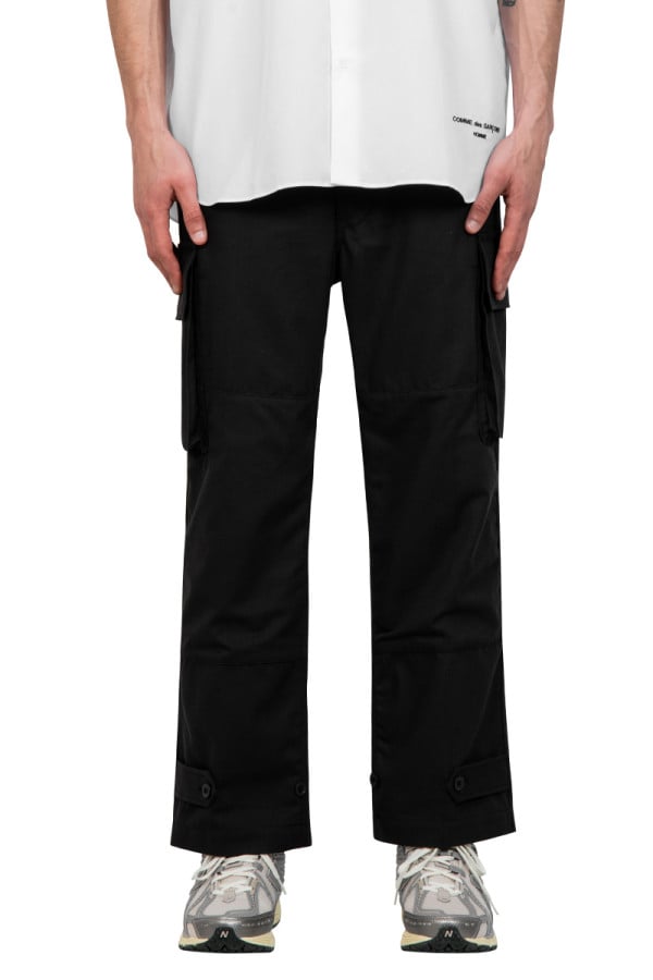 Black buttoned placket pants