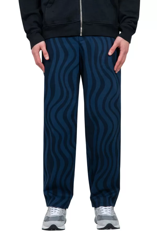 Blue flowing stripes pants