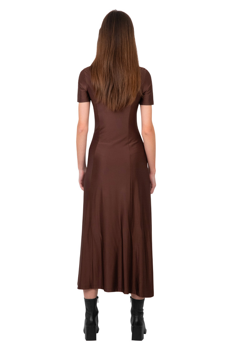 Rabanne Robe longue drapée marron