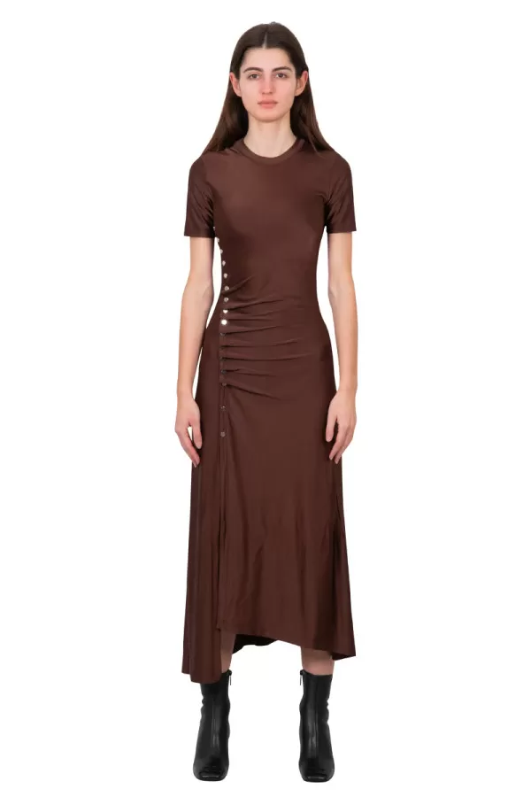 Brown long draped dress