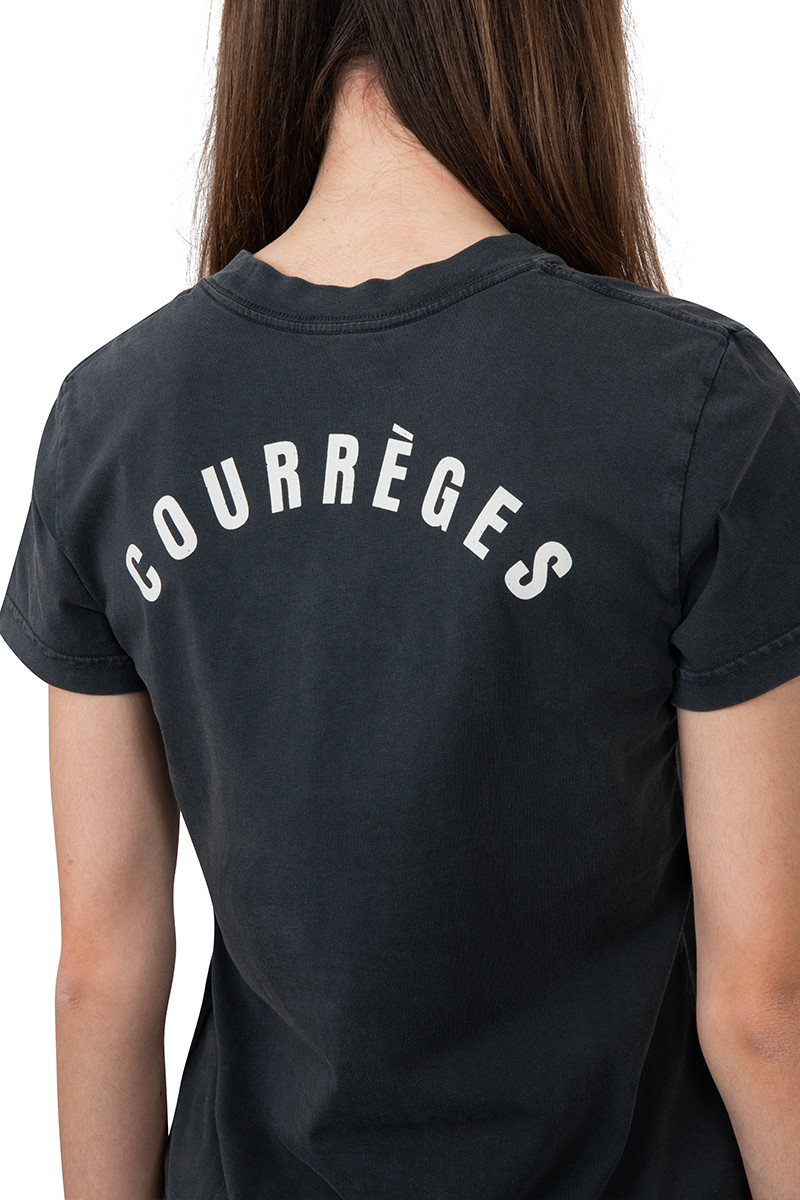 Courrèges Black tee shirt ac moon stone washed