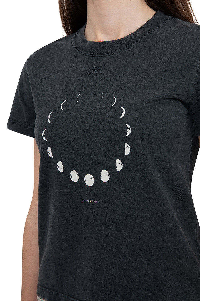 Courrèges T-shirt ac moon délavé noir