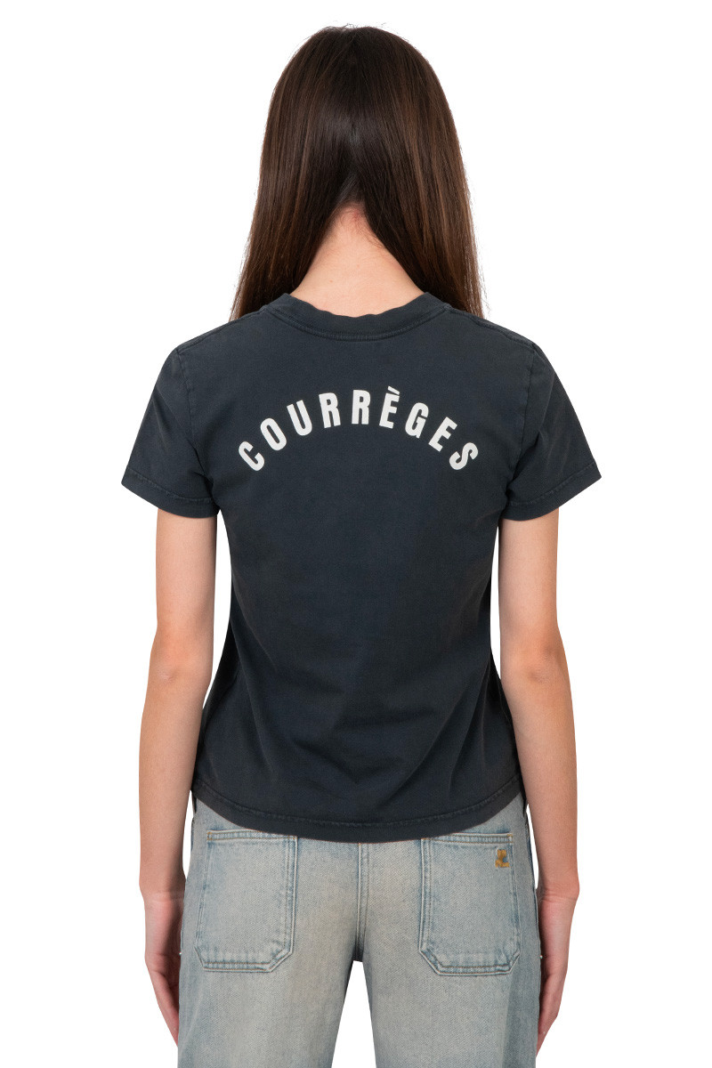 Courrèges Black tee shirt ac moon stone washed