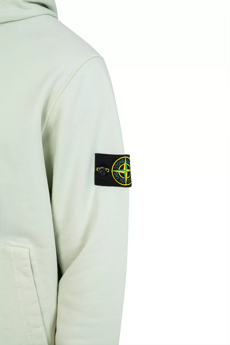 Stone Island Zipped hoodie with green crest