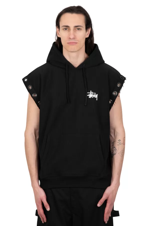 Black stüssy sleeveless hoodie